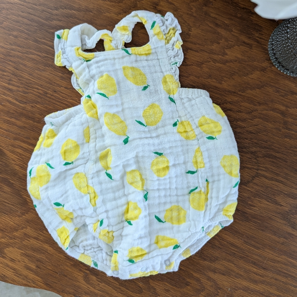 Angel Dear White and Yellow Bubble Romper